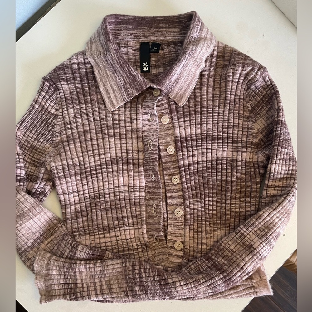 Garage Ribbed Button-Up Shirt - Brown and Cream